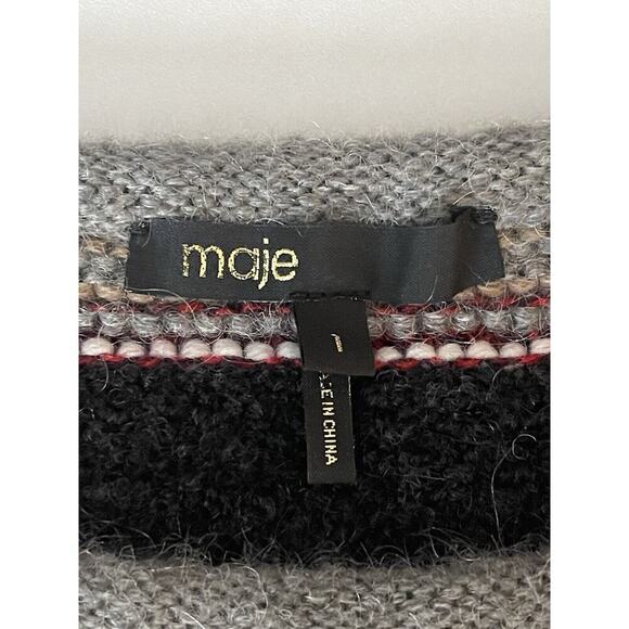 Maje Pullover Wool Blend Red‎ Gray Sweater Size Small NWOT - Picture 7 of 8